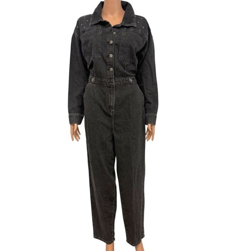 Savannah Miller 10 Next studded utility denim jumpsuit coverall P 3615